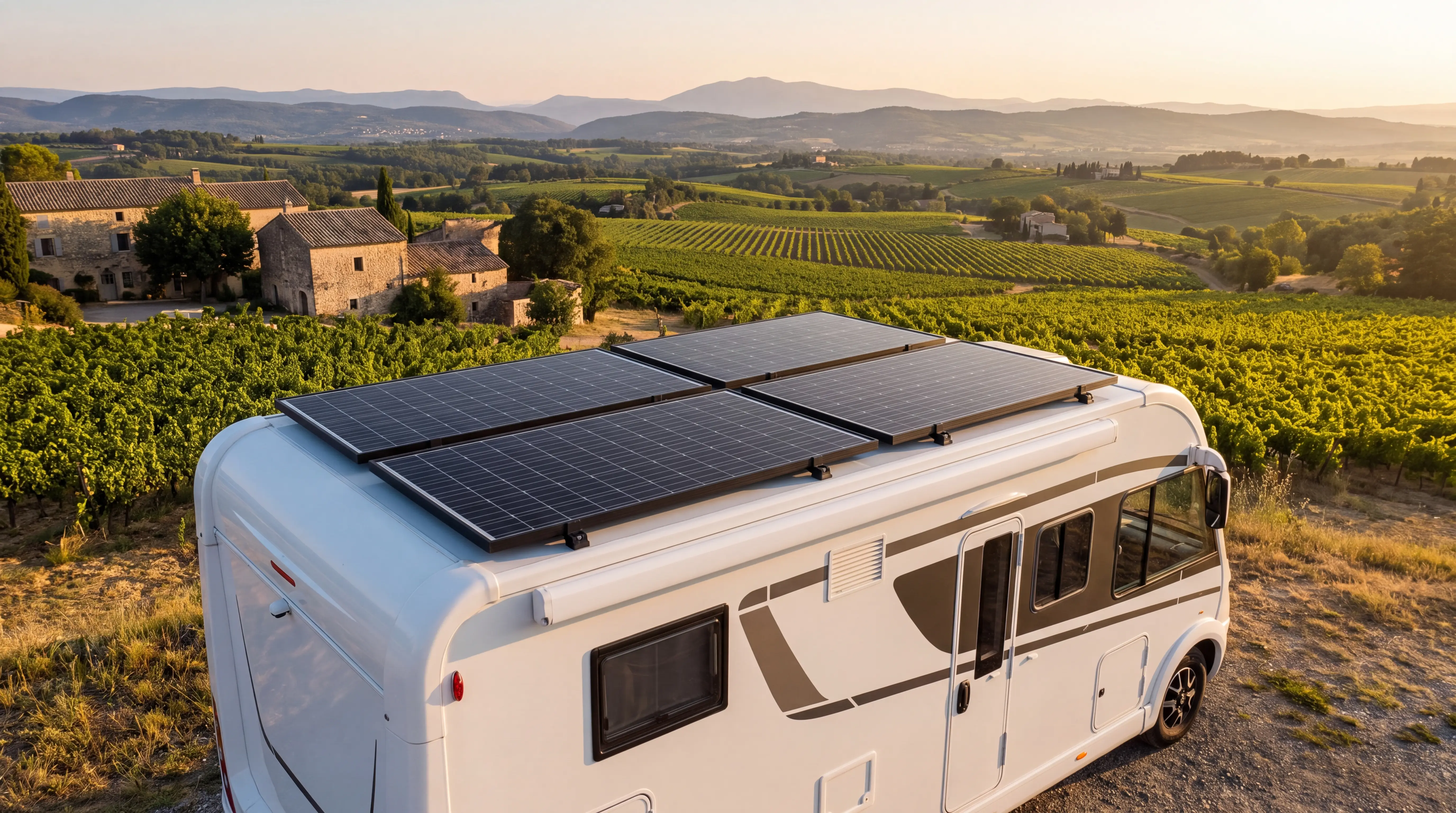 Panneaux solaires rigides sur camping-car